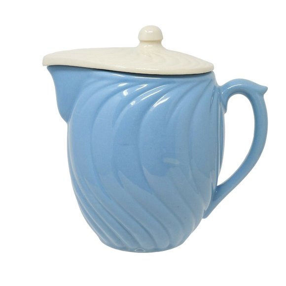 Pitcher With Lid USA Ceramic Swirl Design Vintage Home Decor 7" Tall - Picture 1 of 11